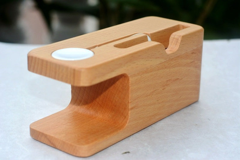 Bamboo Apple Watch Charger Holder &amp; iPhone Holder