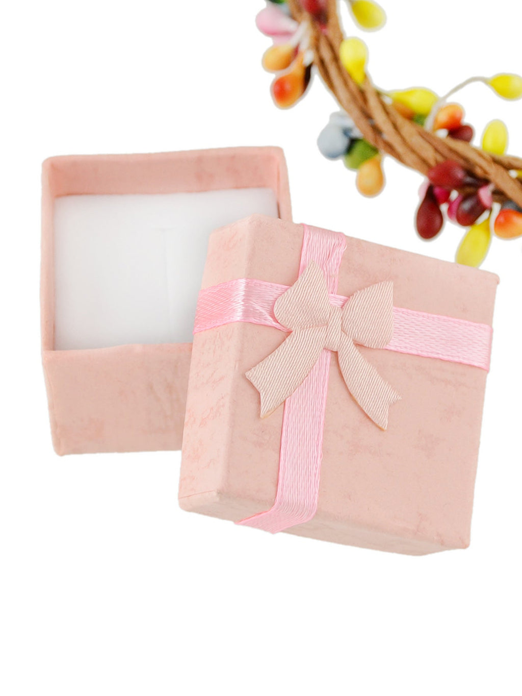 Pink Red Cardboard Square Jewelery Gift Boxes for Rings with Lid