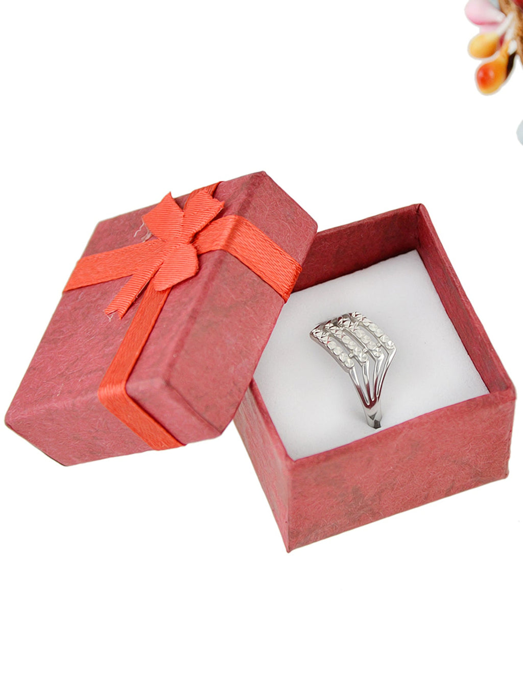 Pink Red Cardboard Square Jewelery Gift Boxes for Rings with Lid
