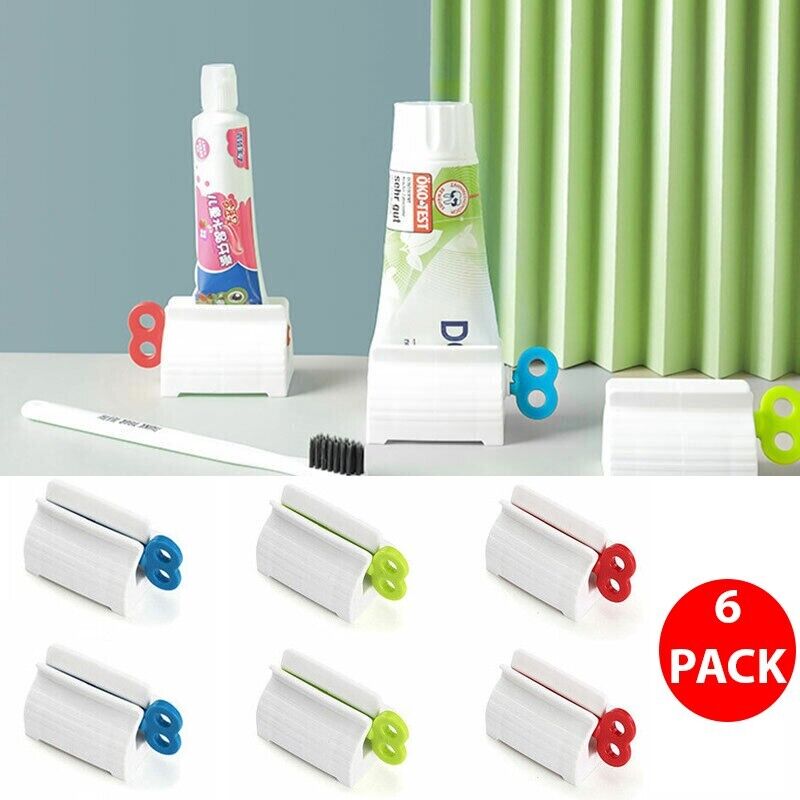 6x Toothpaste Squeezer Bathroom Tube Easy Stand Dispenser Rolling
