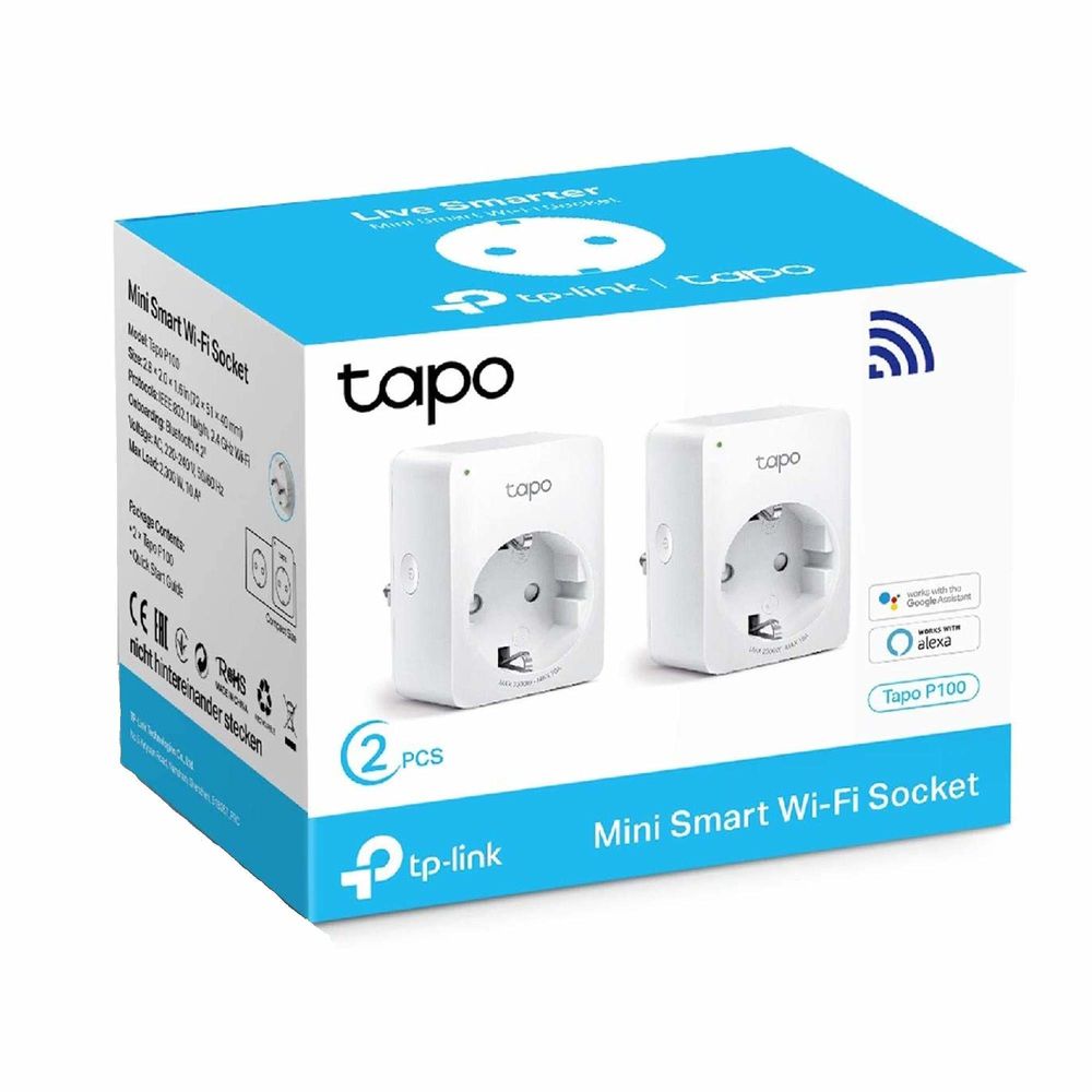 Smart Plug TP-Link MINI SMART Tapo P100 2900W WiFi White (2 units)