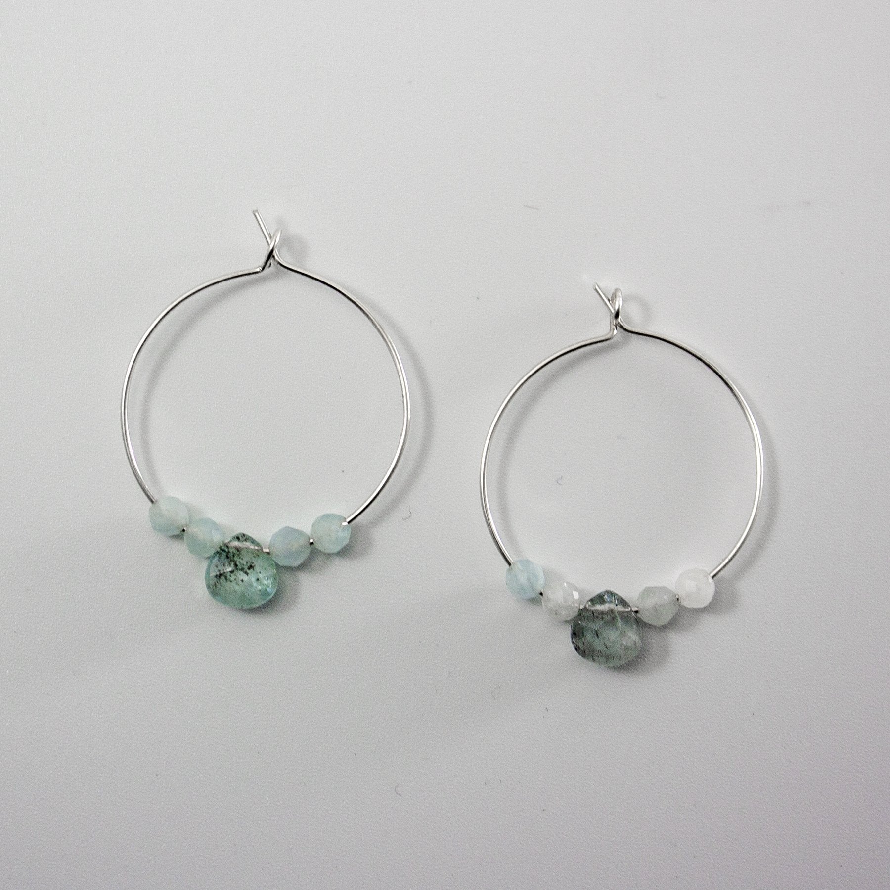 Aquamarine Sterling Silver Hoop Earrings