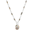 Pearl Pendant with Charm Labradorite Chain Necklace