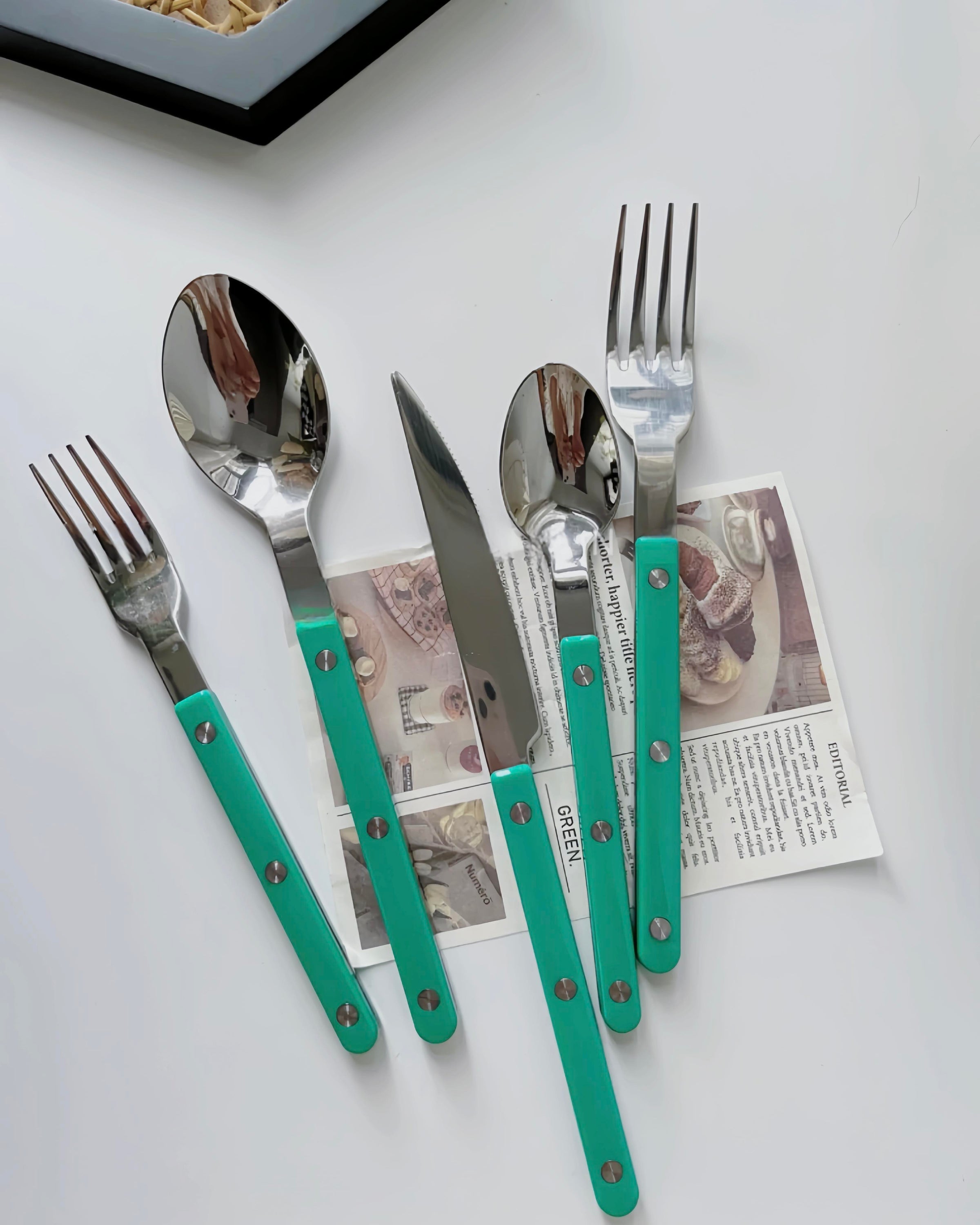 10 Pcs Modern French Rivet Cutlery Set - Bistrot Style Flatware