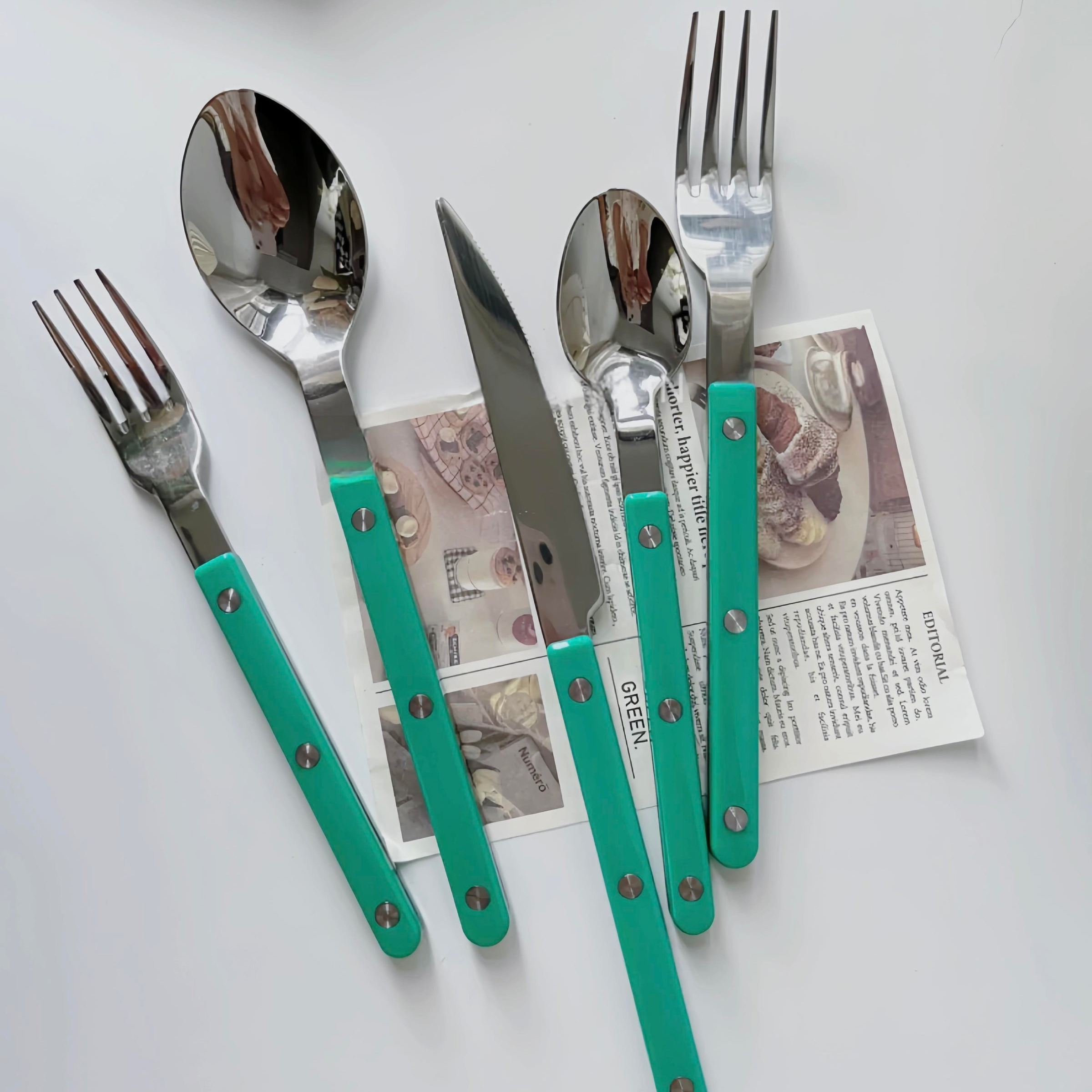 10 Pcs Modern French Rivet Cutlery Set - Bistrot Style Flatware