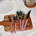 Set of 10 Sleek Modern Pinky Elegant Salt Lake Flatware Cutlery